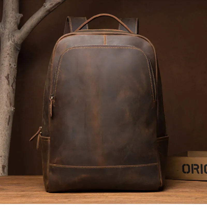 LuufanCraft Genuine Leather Men's Backpack