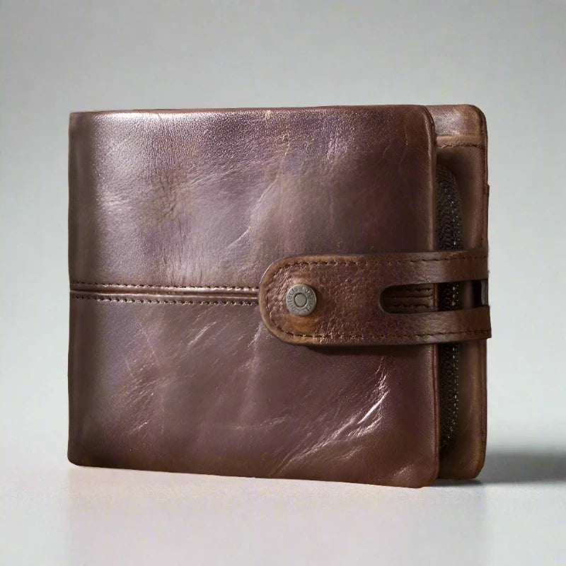 CrazyCraft Casual Crazy Horse Leather Men's Clutch Wallet - Voltco